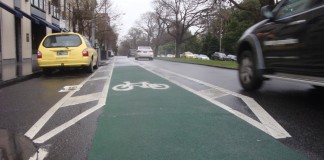 Clarendon Street Chevron separated bike lane