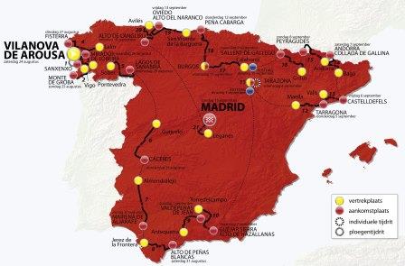 Map of Vuelta for cycling betting