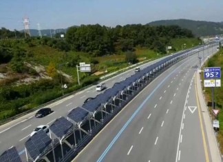 Solar powered bike lane in south korea