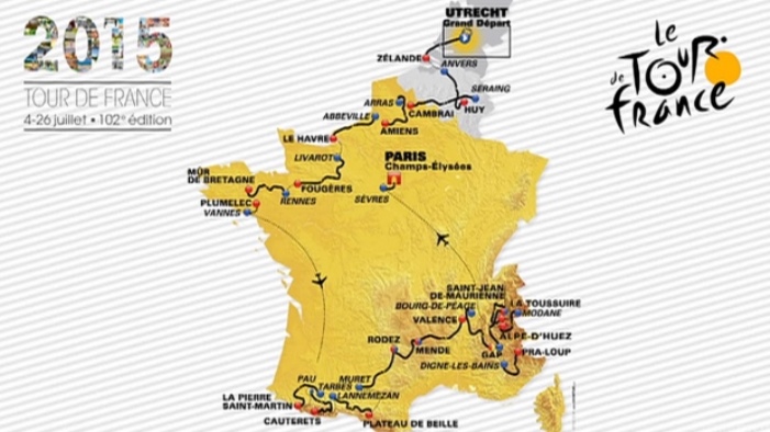 2015 Tour de France Map