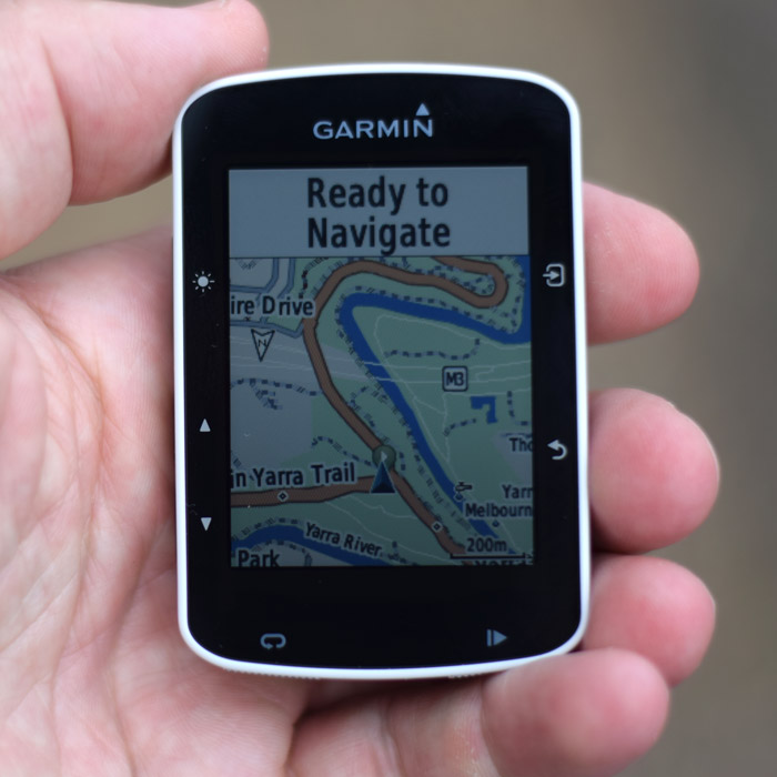 Garmin Edge 520 map with Ready to Navigate message