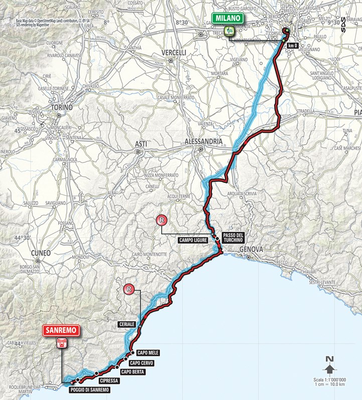 2016 Milan-San Remo route