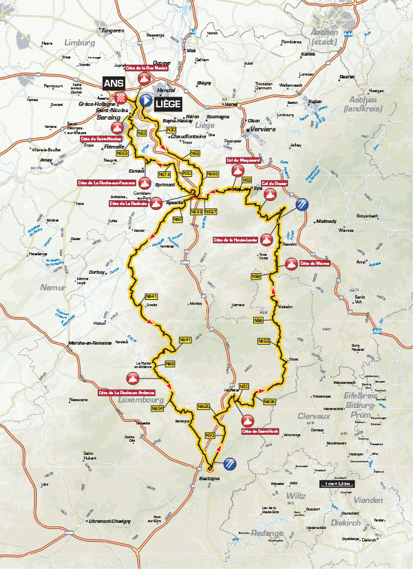 2016 Liege-Bastogne-Liege route map