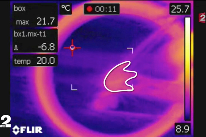 Thermal image of the rear hub