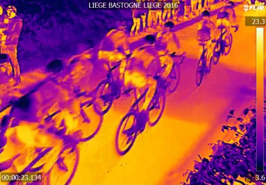 Thermal imaging cameras were used by sudinfo.be at Liege-Bastogne-Liege