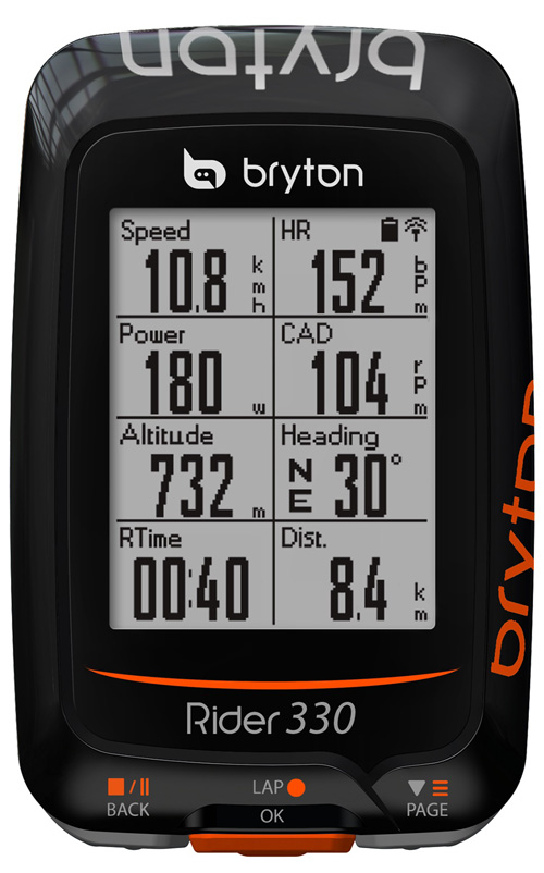 Bryton Rider 330 data fields