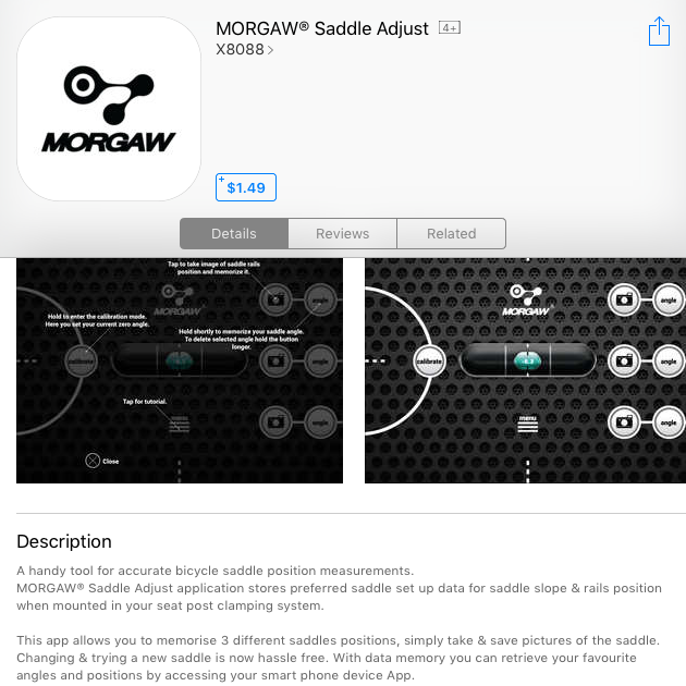 You can buy the MORGAW Saddle Adjust app in the App Store or Google Play