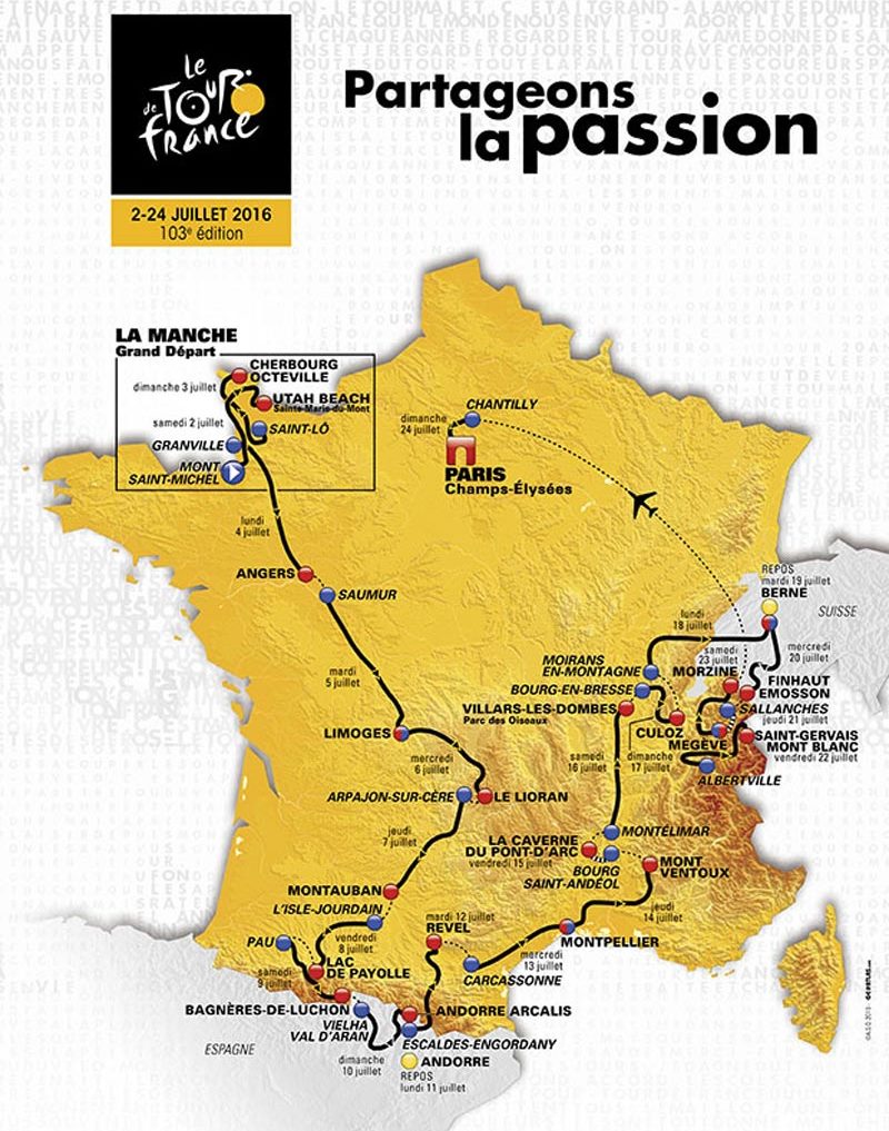 Tour de france 2016 route map