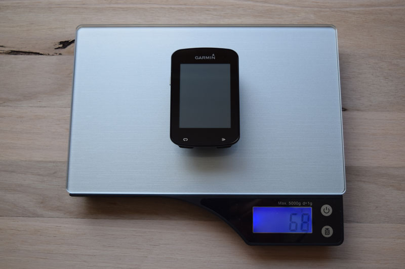 The Garmin Edge 820 weighs 68 grams