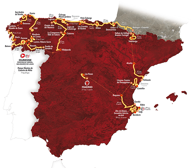 Vuelta a Espana 2016 route map